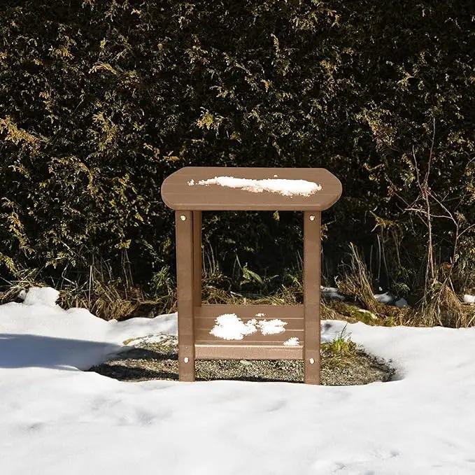 Adirondack Square Outdoor Side Table,2-Tier Storage Patio Side Table, HDPE End Tables for Backyard Pool Porch Garden Lawn BrownRed by GreenHaven Gardens