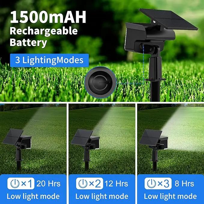 WELALO Solar Spot Lights Outdoor, [2 Pack/3 Modes] Solar Landscape Spotlights, Adjustable Solar Powered Security Lights, IP65 Waterproof Wall Lights for Walkway, Yard, Garden, Driveway (Cool White) by GreenHaven Gardens