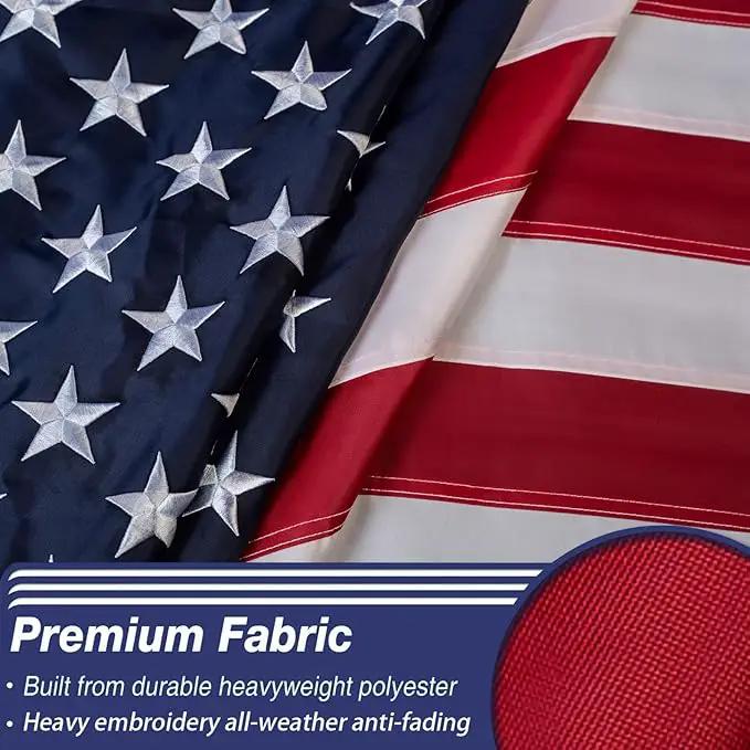 US Embroidered American Flags for Outside 3x5 USA Flag Banner Heavy Duty Made in USA High Wind Vivid Color Embroidered Stars-sewn Stripes Waterproof by GreenHaven Gardens