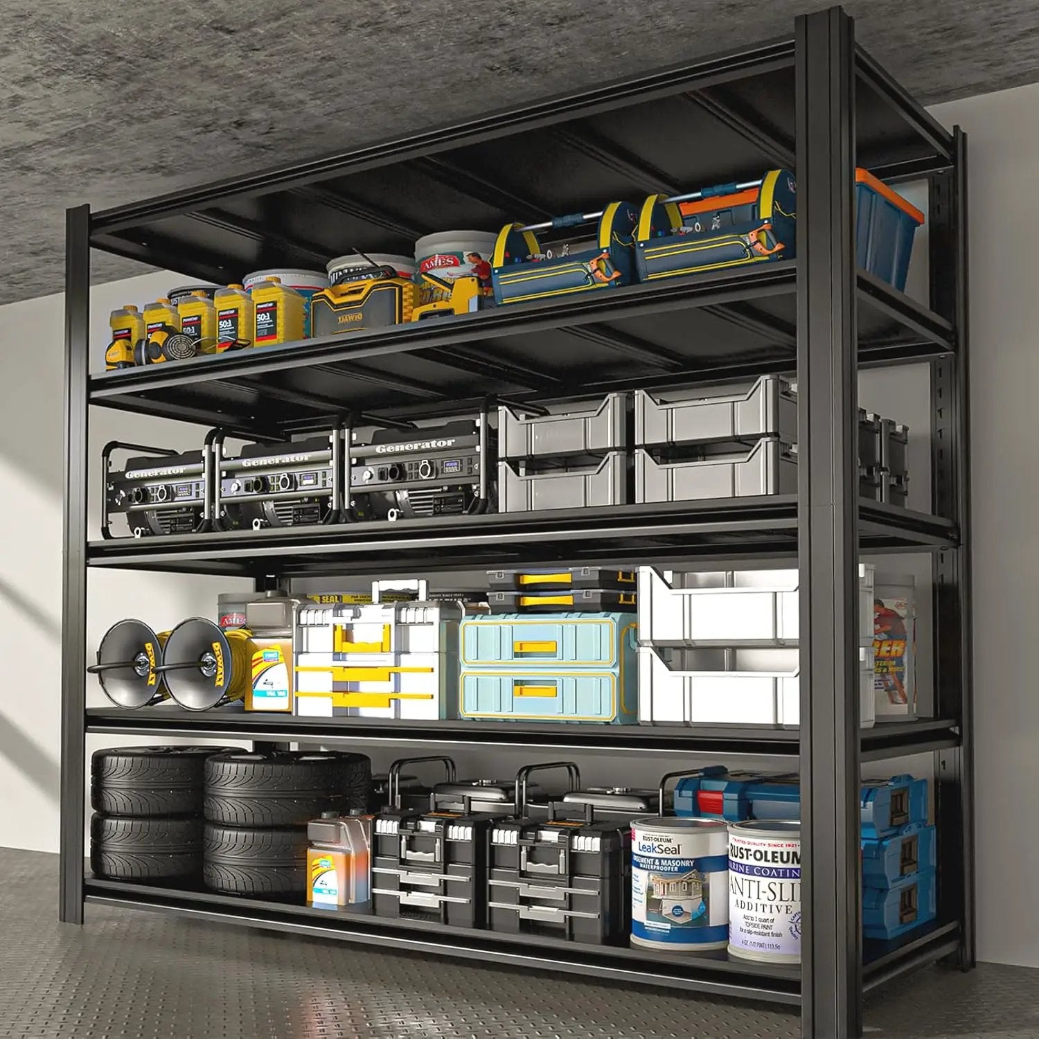 5-Tier 55" W x 24" D x 84" H Garage Shelving 3000LBS Storage Shelves Heavy Duty Metal Shelf Unit Adjustable Basement Industrial Storage Racks by GreenHaven Gardens