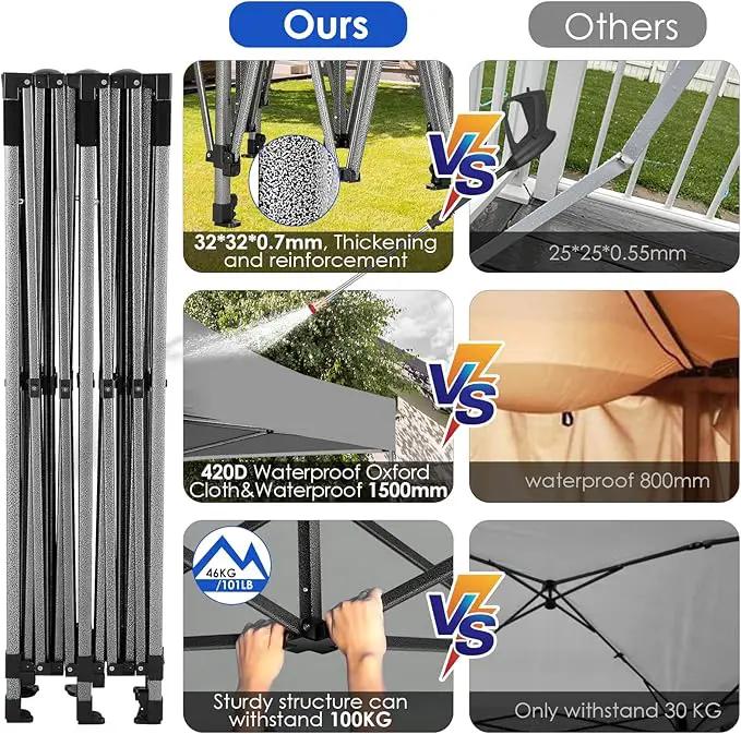 COBIZI 10x20 Canopy with Sidewalls, Heavy Duty Party Tent Pop up carpas para Fiestas, Tents for Parties, Wedding, Outdoor Ez up Foldable Portable Canopy Tent with Wheeled Bag, Grey(Windproof Upgrade) by GreenHaven Gardens