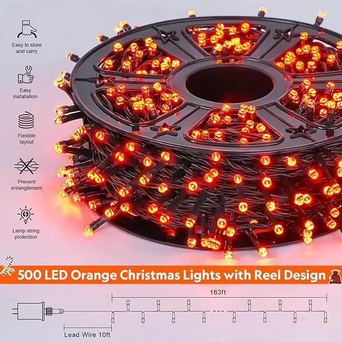 JMEXSUSS 500 LED Orange Christmas Lights Outdoor, 173ft Thanksgiving String Lights Plug in, Waterproof 8 Modes Orange String Lights for Party House Tree Fall Thanksgiving Decorations by GreenHaven Gardens