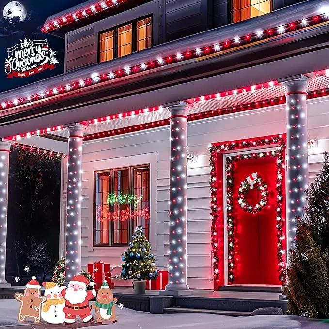 JMEXSUSS 2 Pack Red and White Solar Christmas Lights, Each 33FT 100 LED Solar String Lights Outdoor, Waterproof Solar Fairy Lights for Outside Christmas Decorations by GreenHaven Gardens