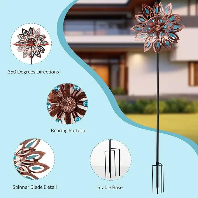 Wind Spinners for Outdoor Yard Decor, 360 Degrees Swivel Outdoor Metal Wind Spinner, 62" Wind Sculptures Garden Decor for Patio Lawn Yard by GreenHaven Gardens