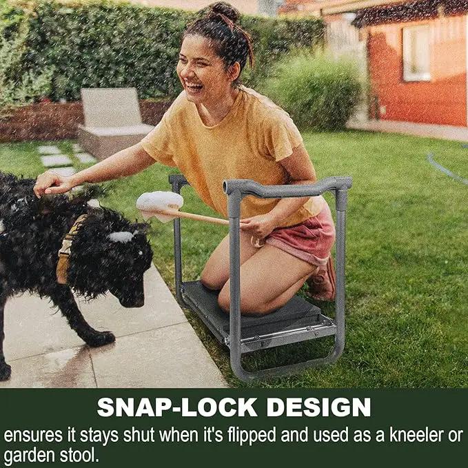 Foldable Garden Kneeler Seat Heavy Duty [Upgraded Widened Thick Kneeling Pad] Garden Stool with Large Garden Tool Bags with Pockets - Portable Garden Bench Gardening Gifts for Parents by GreenHaven Gardens