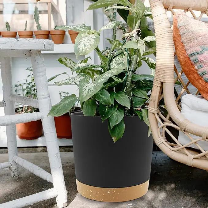 QCQHDU 12 inch Plant Pot, 2 Pack Planters for Indoor Plants with Drainage Holes & Saucer, Outdoor Flower Pots Home Garden Modern Decor by GreenHaven Gardens