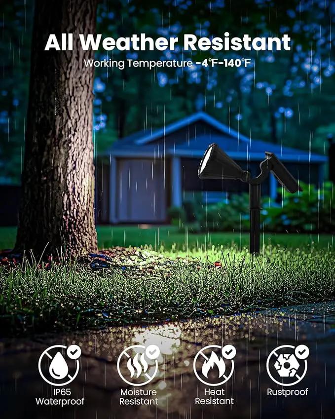 Solar Spot Lights Outdoor Waterproof IP65, Flag Pole Light Solar Powered Spot Lights, Landscape Lighting Spotlights for Tree, House, Yard, Backyard, Garden Decorations-2 Pack by GreenHaven Gardens