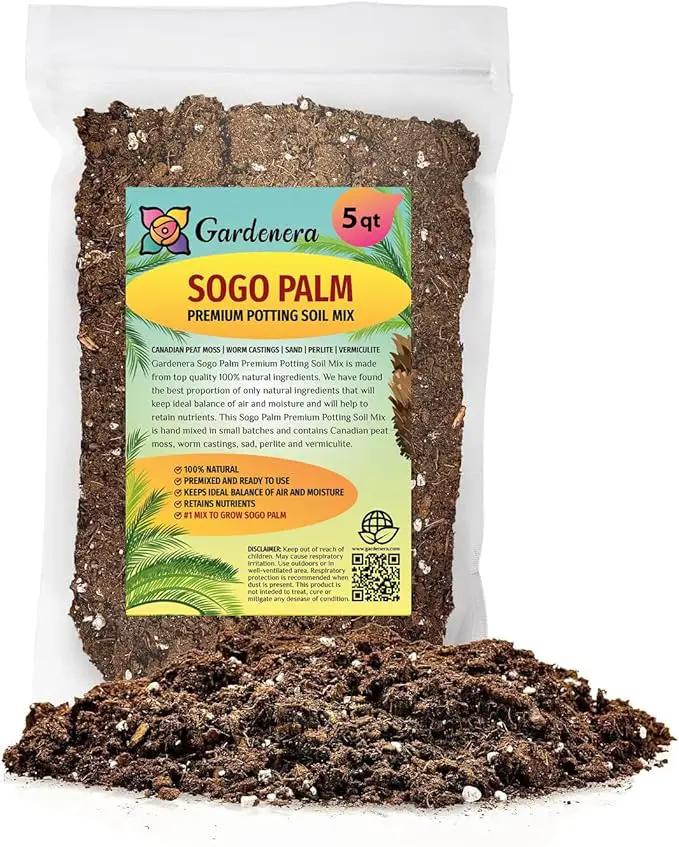 Premium SOGO Palm Plant Soil Mix by Gardenera - Stimulate Growth and Elevate Exquisite Beauty with Nourishing Formula - 5 Quart by GreenHaven Gardens