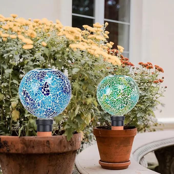 Terracotta Watering Spikes Mosaic Plant Watering Globes for Outdoor Plants 2 Pack Automatic Plant Waterer Indoor for Pots Garden Office by GreenHaven Gardens