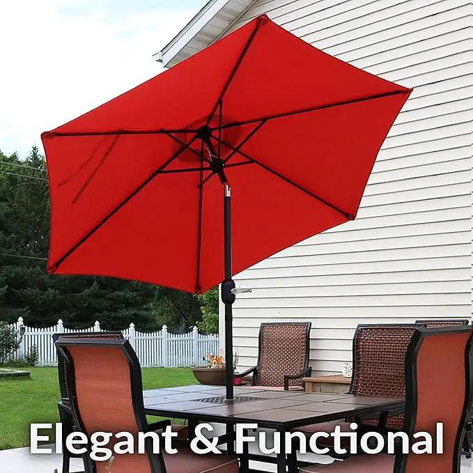 Sunnydaze Outdoor Patio Umbrella - Polyester Table Market Umbrella with Push-Button Tilt and Crank - 6 Sturdy Ribs - Burnt Orange - 7.5ft by GreenHaven Gardens