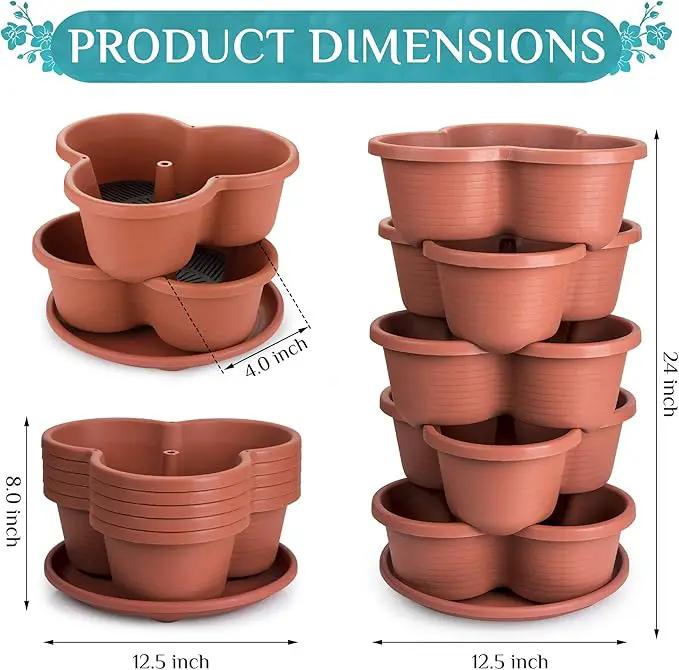 Amazing Creation Stackable Planter, Terracotta 5-Tier Vertical Garden Planter, Grow Your Own Vertical Oasis of Vegetables and Succulents by GreenHaven Gardens
