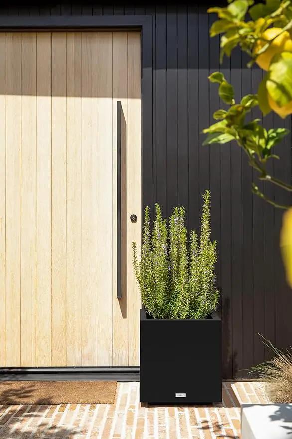 Veradek Block Series Cube Plastic Planter - Large Square Planter for Indoor or Outdoor Patio/Garden | Durable All-Weather Use with Drainage Holes | Modern Décor for Tall Plants, Trees, Flowers by GreenHaven Gardens