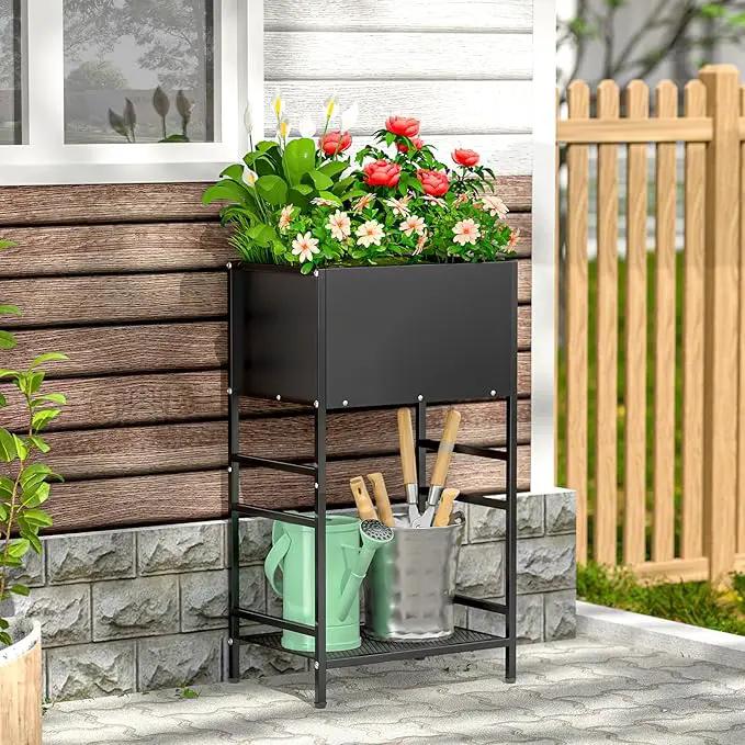 Raised Garden Bed, Raised Planter Box with Legs, Outdoor Metal Elevated Garden Bed, Small Standing Raised Beds Flower Bed for Gardening, Backyard, Balcony, Patio by GreenHaven Gardens