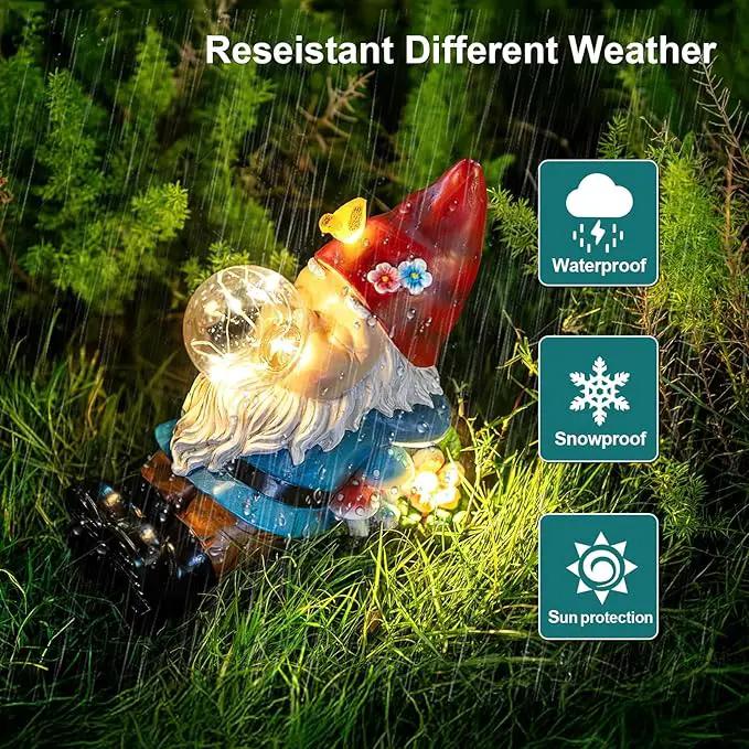 Solar Gnome Blowing Bubble Garden Statue with LED Lights, Outdoor Garden Waterproof Decoration, Courtyard, Lawn, Courtyard Decoration - The Ideal Gift for Women by GreenHaven Gardens