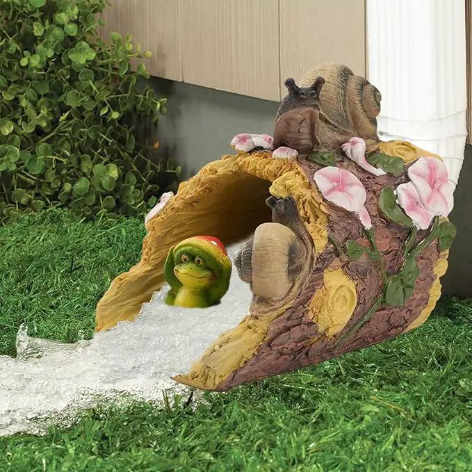 Elenon Snail Decorative Gutter Downspout Extension Statue, Gutter Guardian Rain Downspout Extender, Garden Splash Block Outdoor Sculpture for 3" × 4" Down Spouts Decor by GreenHaven Gardens