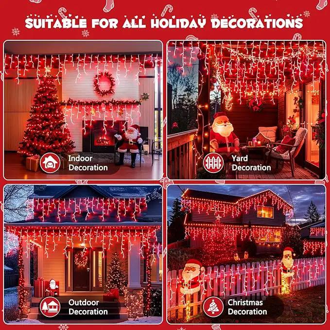 JMEXSUSS 400 LED Red Icicle String Lights, Connectable Red String Lights Indoor Outdoor with Remote, Red Christmas Lights for Room Fireplace Christmas Valentine Decorations, EXS-I-0400-R by GreenHaven Gardens