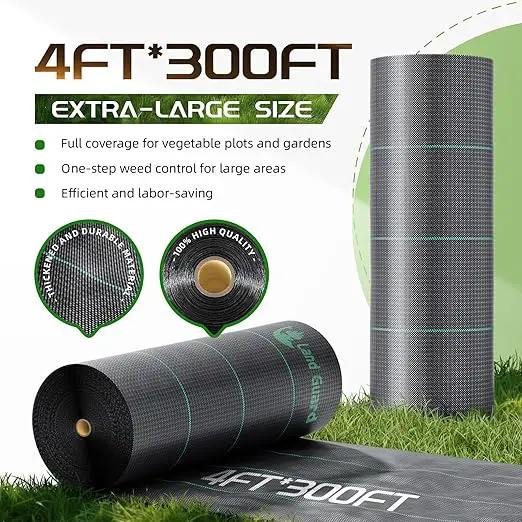 Land Guard 4ft x 300ft Weed Barrier Fabric Heavy Dusty, Ground Cover, Weed Mat, Woven Landscape Fabric for Garden, Lawn and Outdoor Project by GreenHaven Gardens
