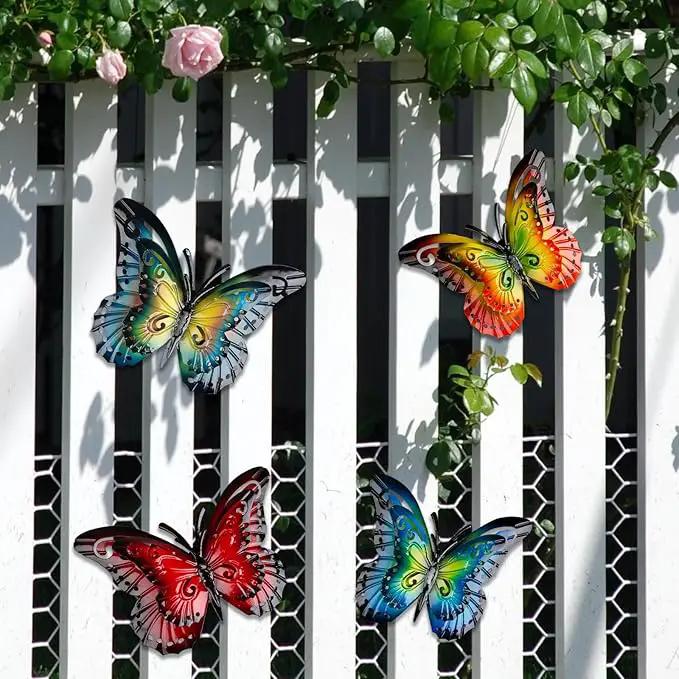 Metal Butterfly Wall Decor-6.5" Outdoor Fence Wall Art Decor Suitable for Garden Patio Balcony by GreenHaven Gardens