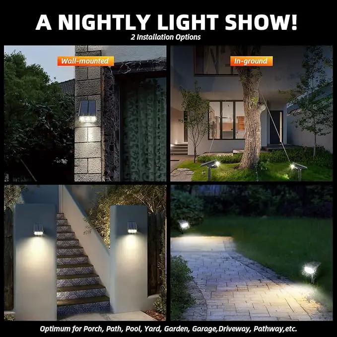 Solar Spot Lights Outdoor,IP65 Waterproof 40 LEDs Solar Landscape Spotlights,USB & Solar Powered Wall Lights,3 Modes Outdoor Solar Garden Lights Outdoor In-Ground Lights for Yard Porch 4 Pack by GreenHaven Gardens