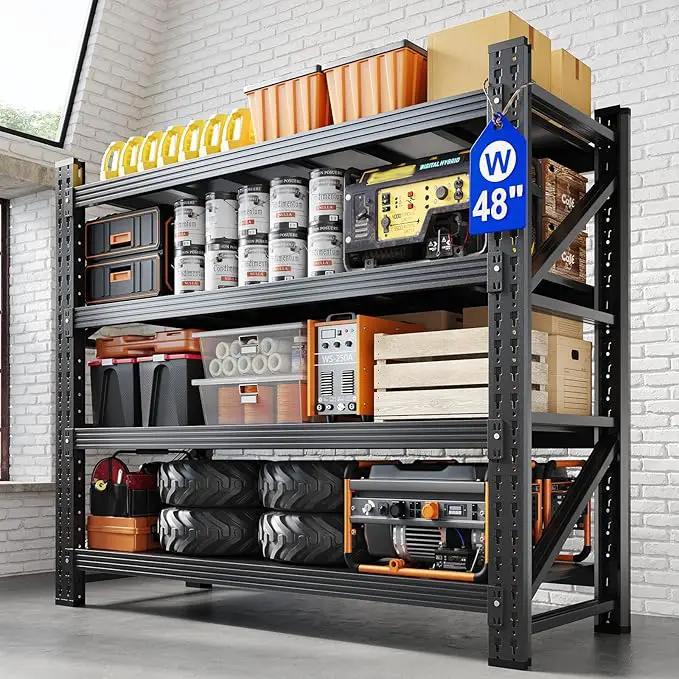 Yizosh 48" W Metal Garage Storage Shelves,Heavy Duty Adjustable Steel Organization Shelving,Utility Rack Shelf,48" W x 24" D x 69" H for Basement,Warehouse,Industrial by GreenHaven Gardens