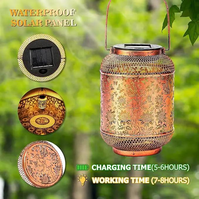 Hummingbird Solar Lantern Outdoor Waterproof Garden Decor, Christmas Gifts for Women, Mom, Metal Hanging Sunflower Solar Lights Outdoor Decoration for Yard, Patio, Tabletop, Pathway by GreenHaven Gardens