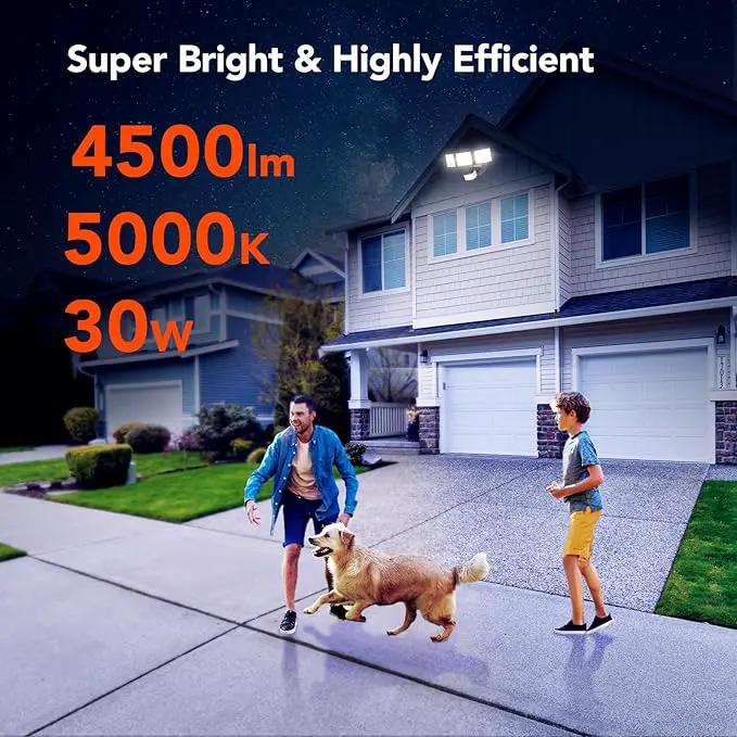 OREiN 4500LM/30W Flood Lights Outdoor, 180°/50FT Motion Sensor Outdoor Lights 3 Modes Dusk to Dawn IP65 Waterproof LED Security Light for 4500SQ.FT Area for Yard Garden, Black (Hardwired) by GreenHaven Gardens