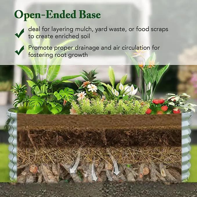 Giantex 5x3x2ft Raised Garden Bed, Large Metal Elevated Oval Planter Bed, 193 Gallon Capacity, Outdoor Planting Garden Box for Vegetable Flower Herb Grow (Grey) by GreenHaven Gardens