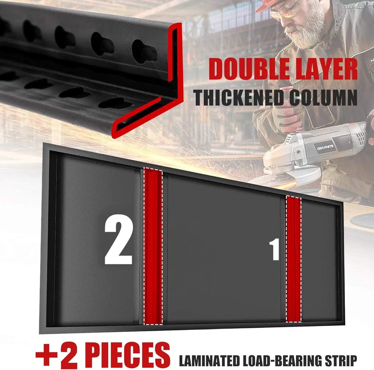 Raybee Storage Shelves 2000LBS Garage Shelving Heavy Duty, 5-Tier Adjustable Garage Shelves, Metal Shelving for Garage, Basement, Warehouse, Pantry, 72" H x 31.5" W x 16.5" D, 2PC, Black by GreenHaven Gardens