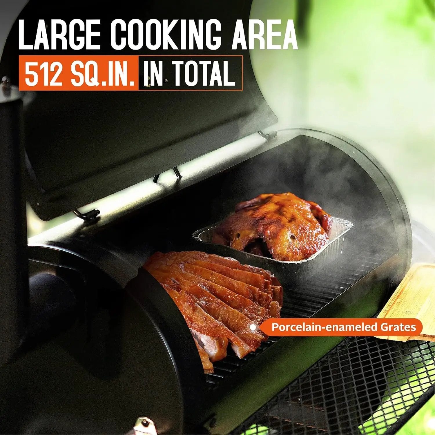 Sophia & William Charcoal Grill with Offset Smoker, 512 Square Inches Outdoor BBQ Grill Offset Charcoal Smoker for Patio, Garden, Picnics, Camping, Backyard Cooking, Black by GreenHaven Gardens