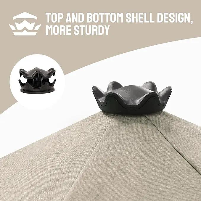 CROWN SHADES 9 Ft Patio Umbrella - Polyester Outdoor Umbrella with 30° Push Button Tilt, Patented Edge Connection Windproof Design for Patio, Pool, Garden & Table, UV Resistent by GreenHaven Gardens