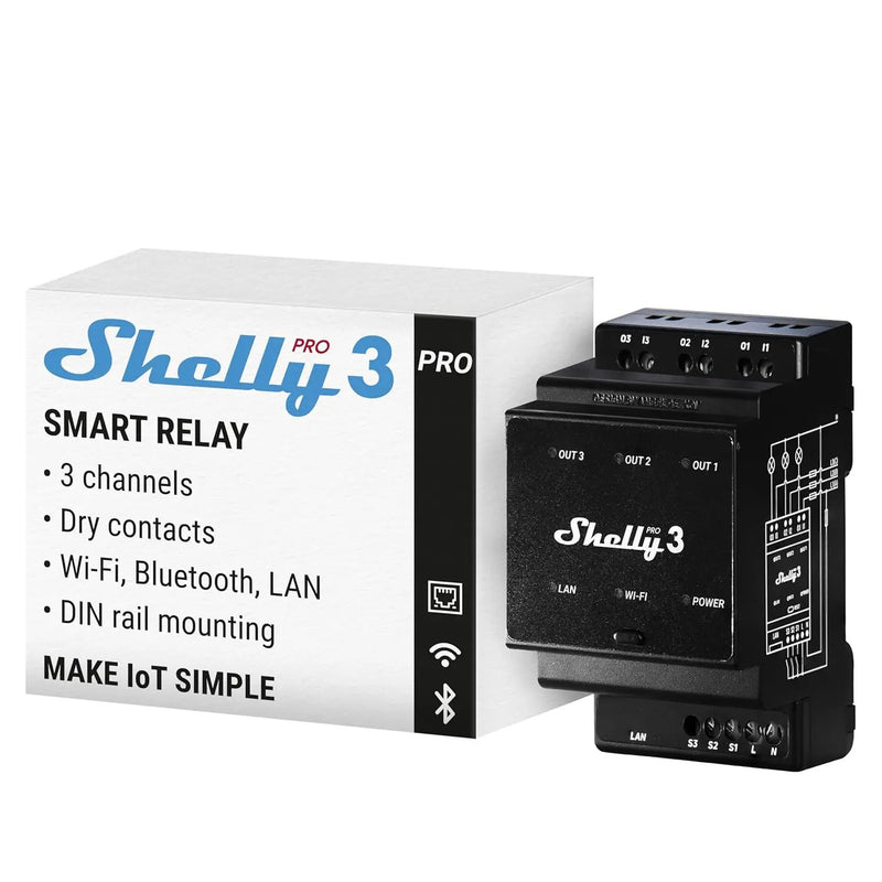 Shelly Pro 3 | Wi-Fi & LAN, 3-Channel Smart Relay | Home & Facility Automation | Compatible with Alexa & Google Home | iOS Android App | Lights Automation | Controller for Motorized Valve by GreenHaven Gardens