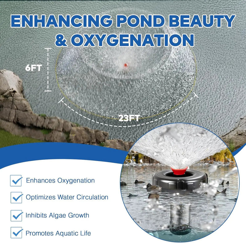 Pond Fountain Aerator, 1HP 15000 GPH Floating Fountain Pump with Timer & 100FT Cord, Stainless Steel Pond Jet System for Large Outdoor Ponds & Lakes by GreenHaven Gardens