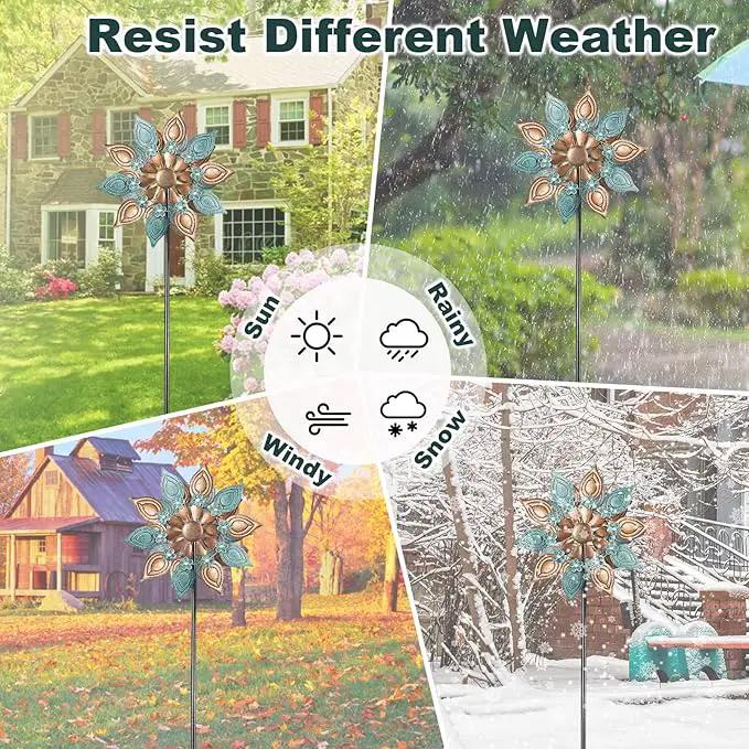 Decoroca Outdoor Wind Spinners Copper - 360 Degrees Metal Swivel Flowers&Leaves Wind Spinners for Patio, Lawn, Yard and Garden - for Classical Style - Festival Outdoor Decor by GreenHaven Gardens