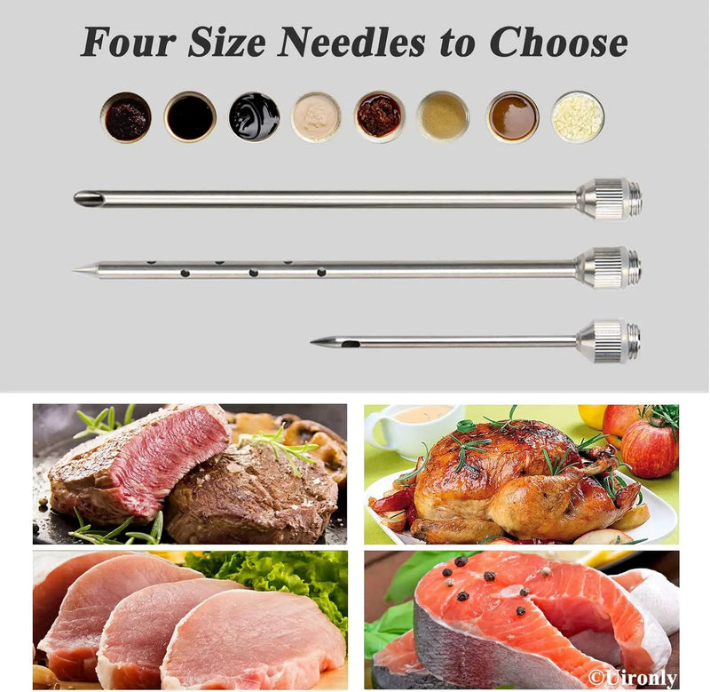 Meat Injector,Turkey Seasoning Injection Kit with 3 Professional Marinade Injector Needles for Grill Smoker BBQ Brisket; Include User Manual, E-Book - Storage Case by GreenHaven Gardens