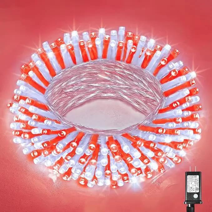 100 LED Christmas Lights Outdoor - 33ft Christmas String Lights 8 Modes Plug in Waterproof Twinkle Fairy Lights with Timer Memory for Indoor Outside Bedroom Home Party Decoration, Red&White by GreenHaven Gardens