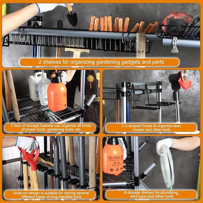 BIG Garden Tool Organizer with Wheels - Rolling Storage Rack - Multifunctional Cart by GreenHaven Gardens