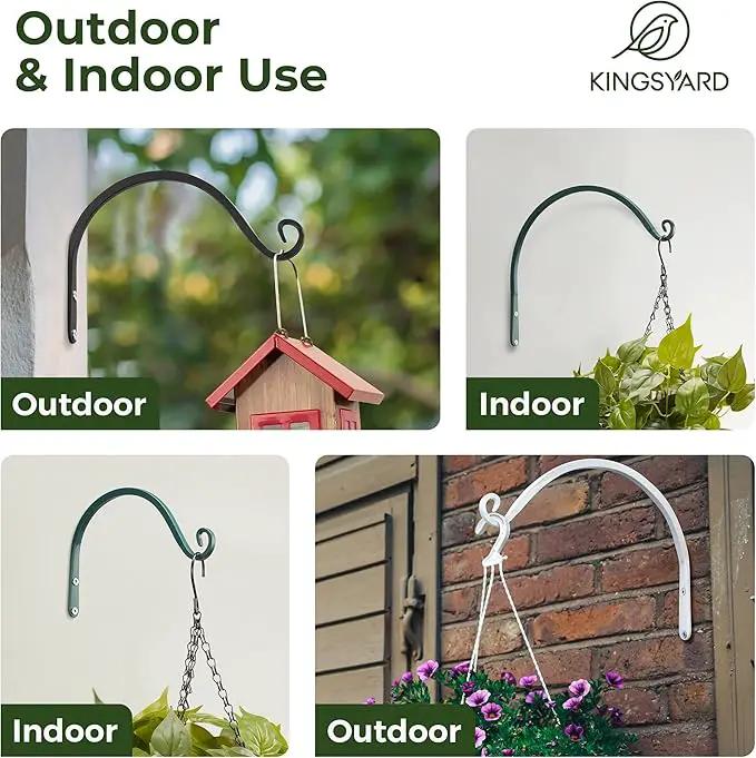 Kingsyard 2-Pack Wall Plant Hanger Outdoor - Heavy Duty Metal Hanging Bracket Hooks for Hanging Plant, Bird Feeders, Lanterns, Wind Chimes Outdoor & Indoor, 8-Inch/Green by GreenHaven Gardens