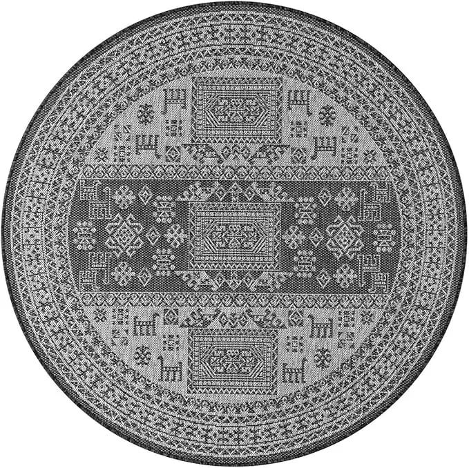 Keen Home Design Terrace Outdoor Round Rug - 8ft Round Washable Indoor/Outdoor Rug for Patio, Kitchen, Balcony, Beach, Garden, Deck and Porch, Size: 7'7" Round by GreenHaven Gardens