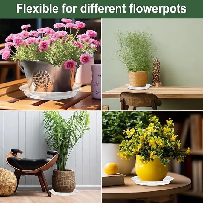 BORPEIN Plant Saucer (8,10,12inch, 18 Pack) Clear Plastic Plant Trays for Pots Indoors Outdoors,Thicker Flower Pot Saucers, Plant Plate to Catch Water by GreenHaven Gardens