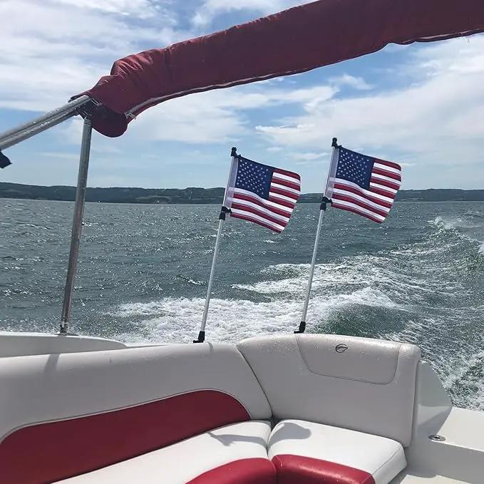 AZCOVER 2 Pack American Flag 12x18 Inch Boat Flag for Outside, 210D USA Small American Flags with Embroidered Stars Sewn Stipes and Brass Grommets for Marine Yacht UTV by GreenHaven Gardens
