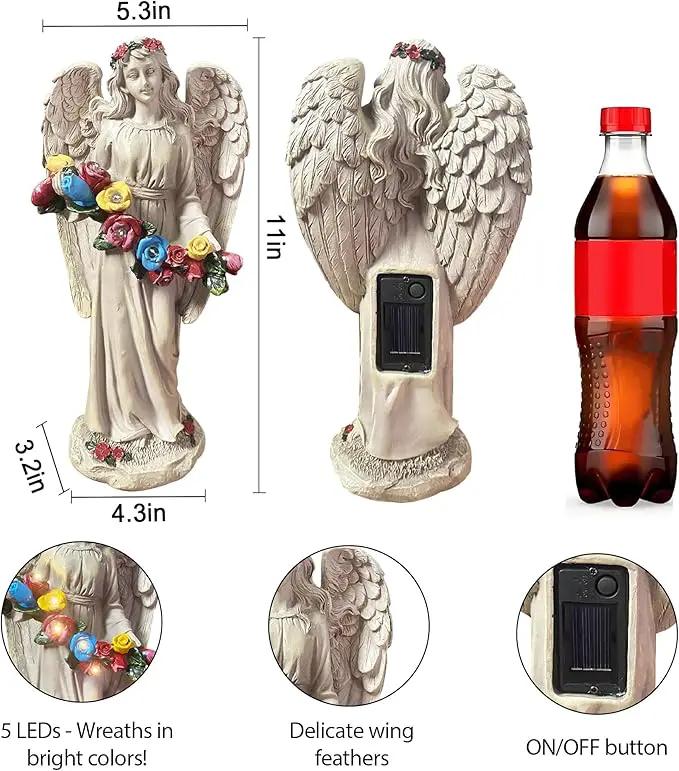 Angel Statues for Garden, Solar Angels for Outside, Angels Sculpture Holding Wreath for Outdoor Patio Lawn Balcony Ornament Gifts for Women/Mom/Grandma by GreenHaven Gardens