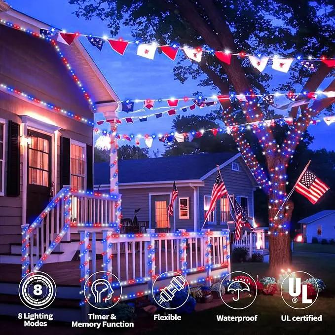 150ft LED Rope Lights Outdoor, 1080 LED Flexible Tube Lights with 8 Modes, Waterproof LED Rope Lighting for Independence Flag Day, Memorial Day, National Day, Outdoor,Indoor Decor (Red & White & Blue) by GreenHaven Gardens