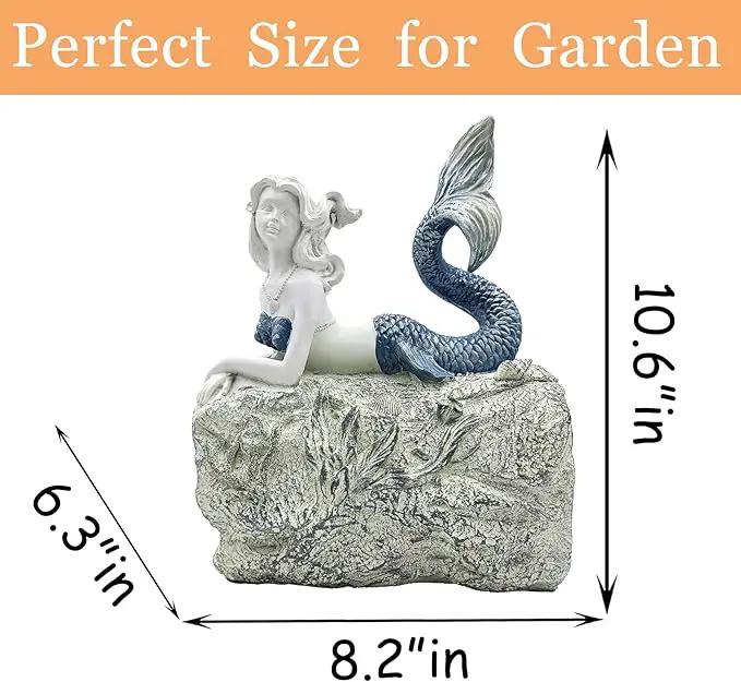 Mermaid Gutter Downspout Splash Block Statue, Garden Outdoor Animal Decor Sculpture, Diverter Rain, Decorative Extension, Waterproof Resin, Fits 3"x4" Rectangular Downspouts, Unique Gift by GreenHaven Gardens