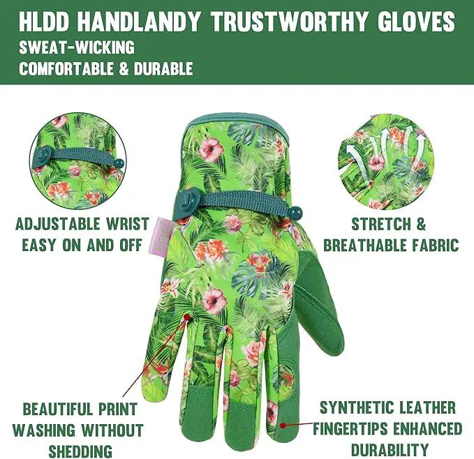 HLDD HANDLANDY Work Gloves for Women and Ladies, Leather Gardening Gloves Flexible Mechanic Working Gloves by GreenHaven Gardens