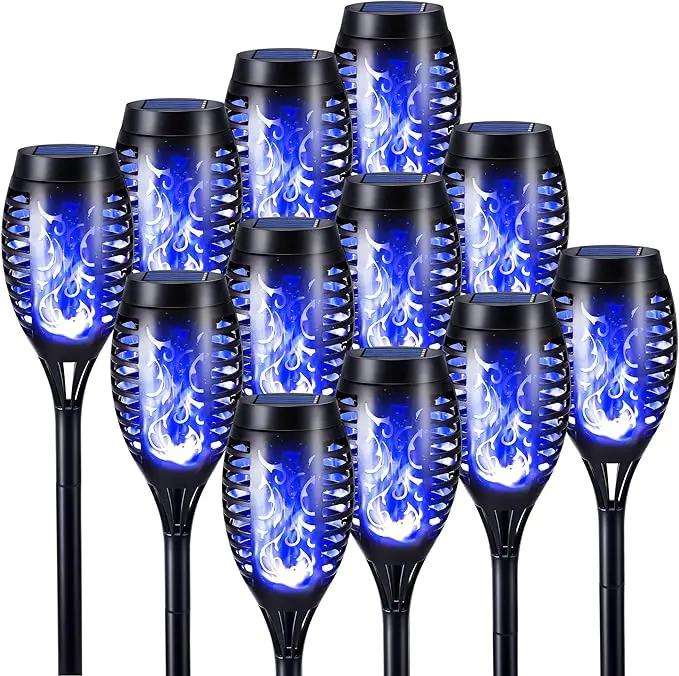Toodour Solar Torch Flame Lights, 12 Pack Solar Lights Outdoor with Flickering Flame, Waterproof Solar Pathway Lights Landscape Decoration Lighting for Garden, Lawn, Yard, Outdoor Decorations - Blue by GreenHaven Gardens
