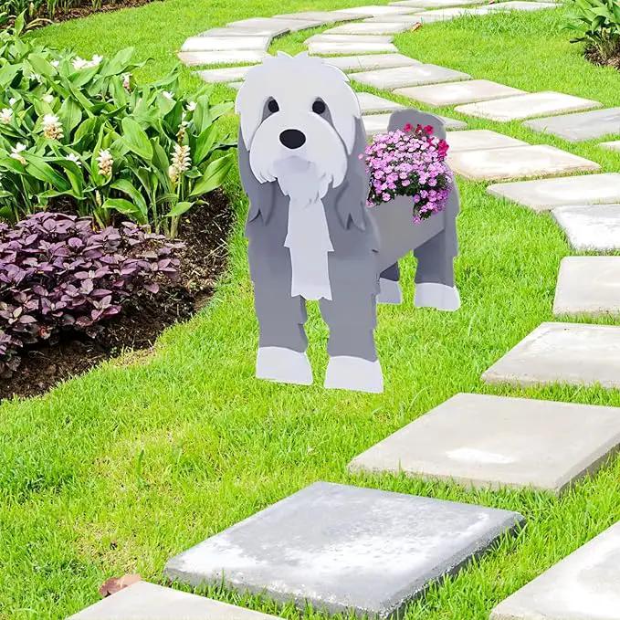Baba Collie Dog Planter Plant Pots,Cute Garden Dog Flower Planter,Dog Planters Birthday Gifts for Women,Office,Indoor/Outdoor Decor（9.45in*5.98 * 13.54in） by GreenHaven Gardens