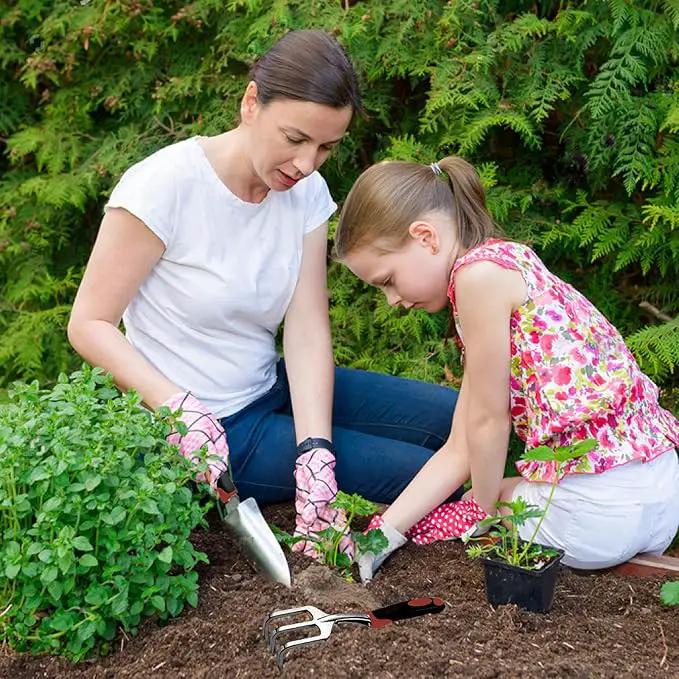 Garden Tool Set, 3 Piece Gardening Tools Includes Garden Trowel, Transplant Trowel and Hand Rake with Non-Slip Ergonomic Handle, Heavy Duty Garden Kit for Planting, Garden Gifts Red by GreenHaven Gardens