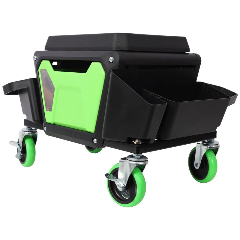 Heavy Duty Mechanic Stool With Wheels And Soft Rubber Cushion And 330Lbs Capacity - Green by HouseOfZazla