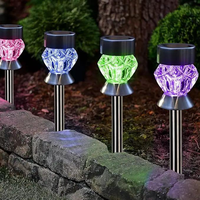 Solar Pathway Lights Outdoor, 8 Pack Solar Garden Lights, Color Changing LED Landscape Stake Outdoor Solar Lights for Walkway, Pathway by GreenHaven Gardens