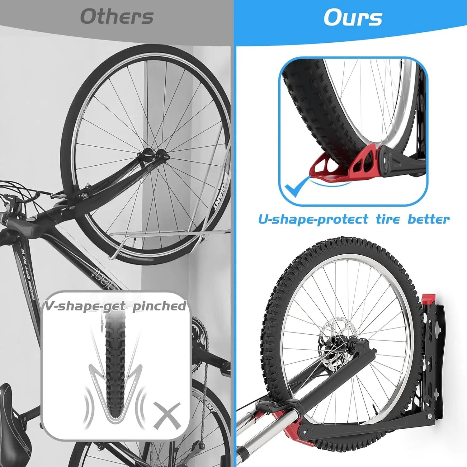 WALMANN BIKEPAL No Lifting Wall Mount Swivel Bike Rack, Vertical Bike Wall Hangers for Garage Space Saving Bike Storage Solution(2 Pack) by GreenHaven Gardens